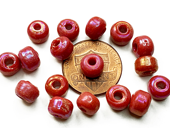 9mm Opaque Red Matt/Frosted Crow  Beads