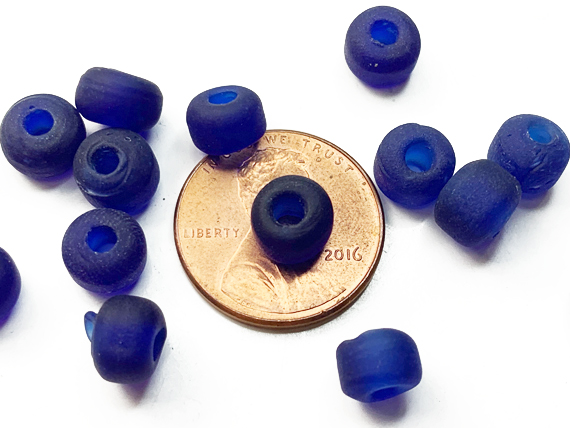 6mm Cobalt Blue (Translucent) Matt/Frosted Crow  Beads
