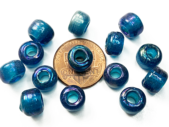 6mm Dark Turquoise (Translucent) Crow Beads