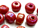9mm Opaque Red Matt/Frosted Crow  Beads