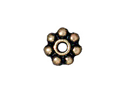 100 - TierraCast Oxidized Brass Finish 4mm Beaded Daisy Pewter Heishi Spacer Bead