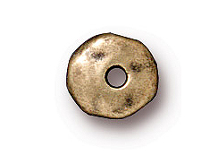 50 - TierraCast Pewter Bead Round Hammered Edge Spacer, Oxidized Brass