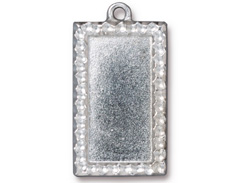 5 - TierraCast Pewter Pendant Rectangle Frame Bright Rhodium Plated