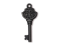 5 - TierraCast Pewter DROP Victorian Key, Black Finish 