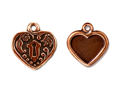 5 - TierraCast Pewter DROP Heart Frame, Antique Copper Plated