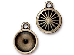 10 - TierraCast Pewter 11mm Rivoli Setting or Drop, Faceted Round Frame Oxidized Brass