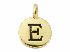 TierraCast Pewter Alphabet Charm Antique Gold Plated -  Epsilon