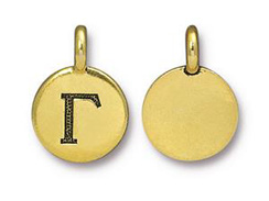 TierraCast Pewter Alphabet Charm Antique Gold Plated -  Gamma