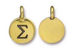 TierraCast Pewter Alphabet Charm Antique Gold Plated -  Sigma