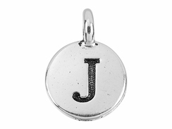 TierraCast Pewter Alphabet Charm Antique Silver Plated -  J