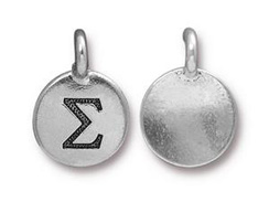 TierraCast Pewter Alphabet Charm Antique Silver Plated -  Sigma
