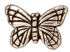 10 - TierraCast Pewter BEAD Monarch Butterfly , Antique Silver Plated