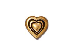20 - TierraCast Pewter Antique Gold Plated Heart Bead