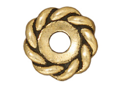 20 - TierraCast Pewter BEAD Twist Spacer Heishi, Antique Gold Plated