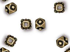 50 - TierraCast Pewter BEAD Faceted Cube Oxidized Brass 