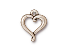 10 - TierraCast Pewter CHARM Jubilee Heart, Antique Silver Plated