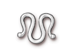10 - TierraCast Pewter Classic M Hook Clasp Bright Silver Plated