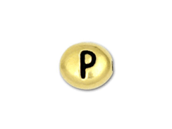 TierraCast Pewter Alphabet Bead Antique Gold Plated -  P