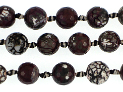 12mm Faceted Round Ruby Agate Strand