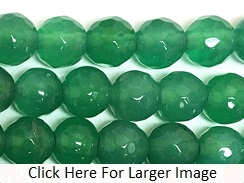 6mm Faceted Round Emerald Green Agate Bead Strand