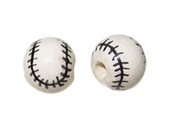 Ceramic Medium Baseball Bead - Bulk Pack of 100pcs