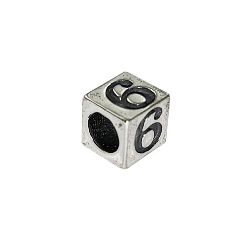 7mm Sterling Silver Number Bead or Block 6