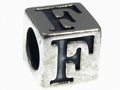 7mm Sterling Silver Letter Bead Alphabet Block F