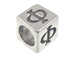 7mm Sterling Silver Greek Letter Bead or Alphabet Block Phi