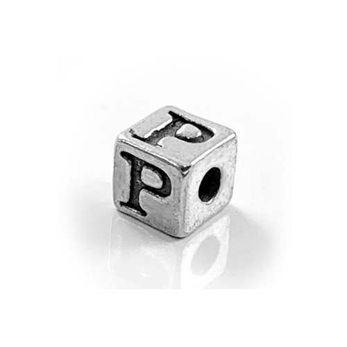 4.3mm Sterling Silver Letter Bead P