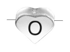 6.6x7.6mm Heart Shape Sterling Silver Letter O