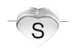 6.6x7.6mm Heart Shape Sterling Silver Letter S