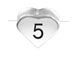 6.6x7.6mm Heart Shape Sterling Silver Number 5
