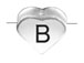6.6x7.6mm Heart Shape Sterling Silver Letter B