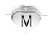 6.6x7.6mm Heart Shape Sterling Silver Letter M
