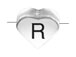6.6x7.6mm Heart Shape Sterling Silver Letter R