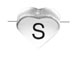 6.6x7.6mm Heart Shape Sterling Silver Letter S