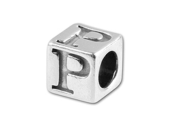 5.5mm Sterling Silver Alphabet Bead - P