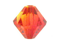 12 Fire Opal - 6mm Swarovski Faceted Bicone Beads