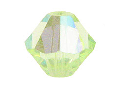 36 Chrysolite AB - 6mm Swarovski Faceted Bicone Beads