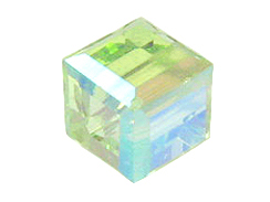 24 Chrysolite AB - 4mm Swarovski Faceted Cube Beads 