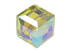 12 Lime AB - 6mm Swarovski Faceted Cube Beads 