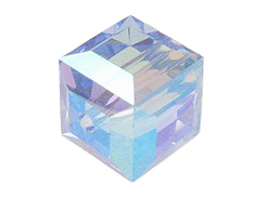 12 Light Sapphire AB - 6mm Swarovski Faceted Cube Beads