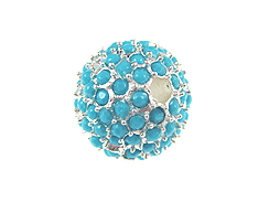14mm Beadelle Silver-plated Turquoise Round Resort Pavé Bead