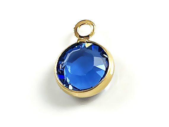 Sapphire - PRECIOSA Crystal <font color="FFFF00">Gold Plated</font> Birthstone Channel Charms