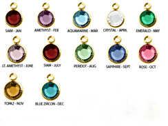 60pc Set of PRECIOSA <font color="FFFF00">Gold Plated</font> Birthstone Channel Charms