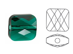 12  Emerald - 6mm Swarovski Mini Square Bead
