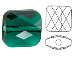 6  Emerald - 8mm Swarovski Mini Square Bead