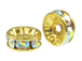 4mm Swarovski Rhinestone Rondelles Gold Plated Crystal AB Bulk Pack of 144