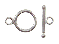 9mm Round Sterling Silver Bright White Toggle Clasp
