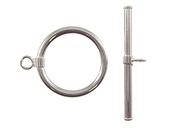 15mm Round Sterling Silver Bright White Toggle Clasp